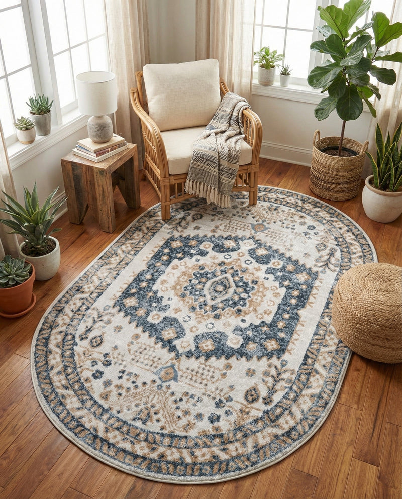 Cambridge Classics Collection Area Rug -  Pembroke (Cream) Oval Cream  lifestyle 68