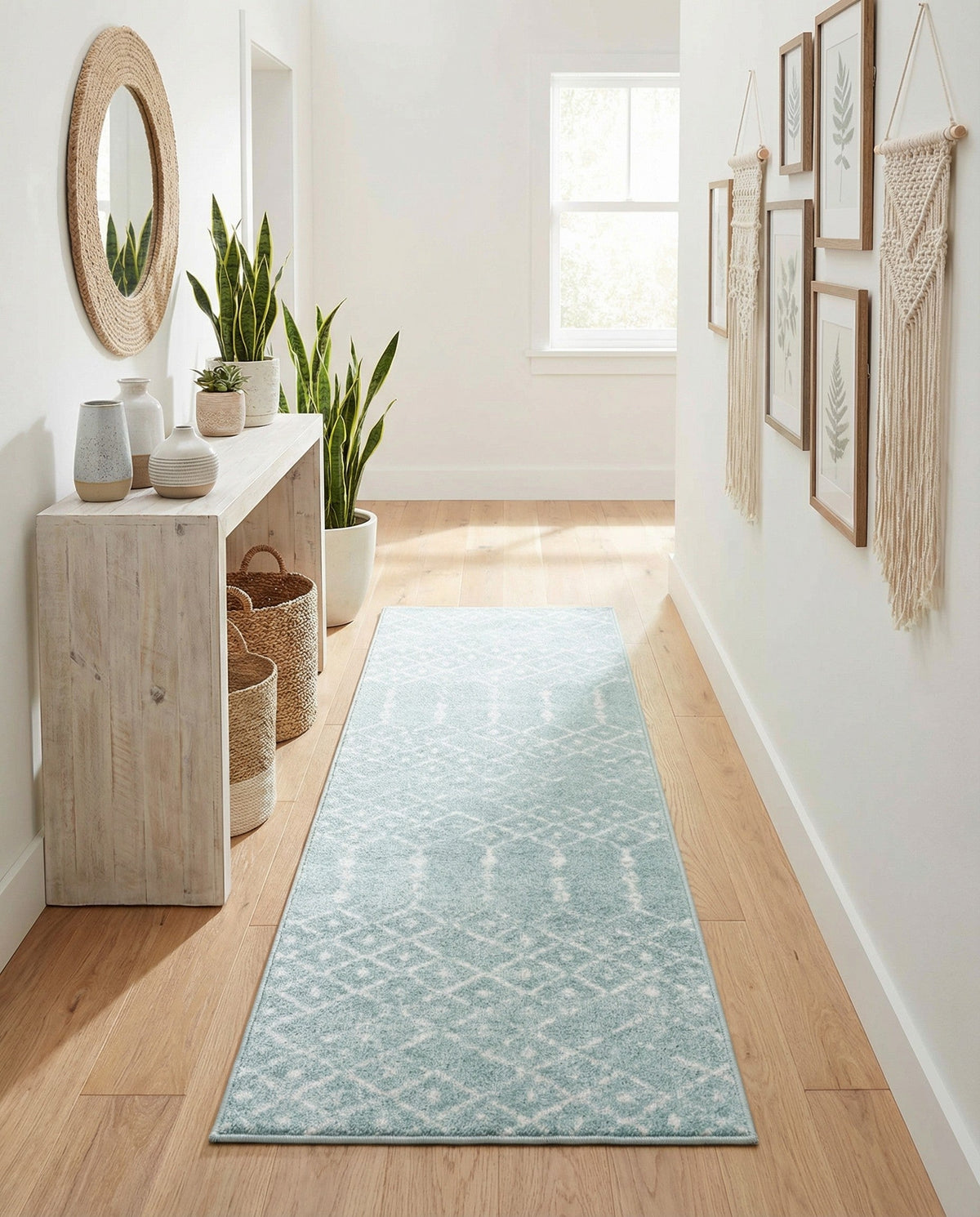 Marrakesh Lattice Collection Area Rug - Casablanca (Aqua) Runner Aqua  lifestyle 79