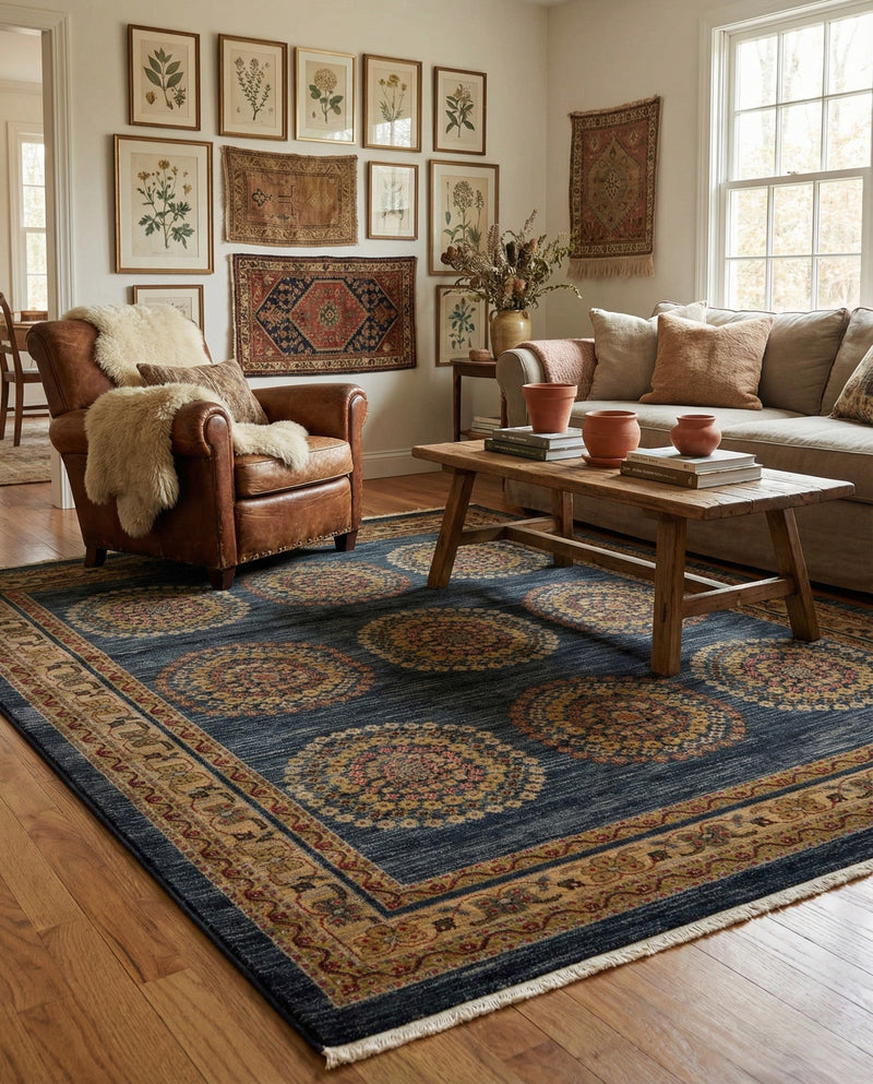 Zagros Oasis Collection Area Rug -  Gilan-e Gharb Rectangle Blue  lifestyle 14