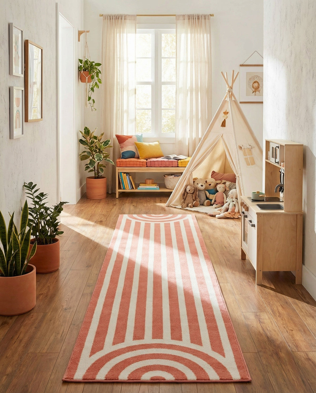 Wonder Tykes Collection Area Rug -  Joydale Runner Soft Coral Pink  lifestyle 163