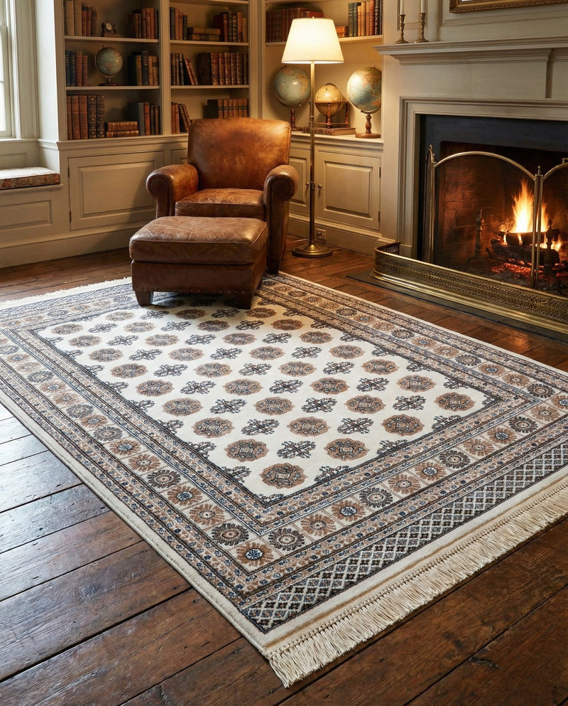 Samarkand Elegance Collection Area Rug -  Margilan (Ivory) Rectangle Ivory  lifestyle 13