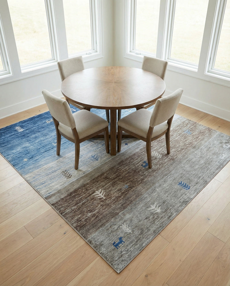 Zagros Shades Collection Area Rug -  Sisakht Square Blue Gray  lifestyle 66