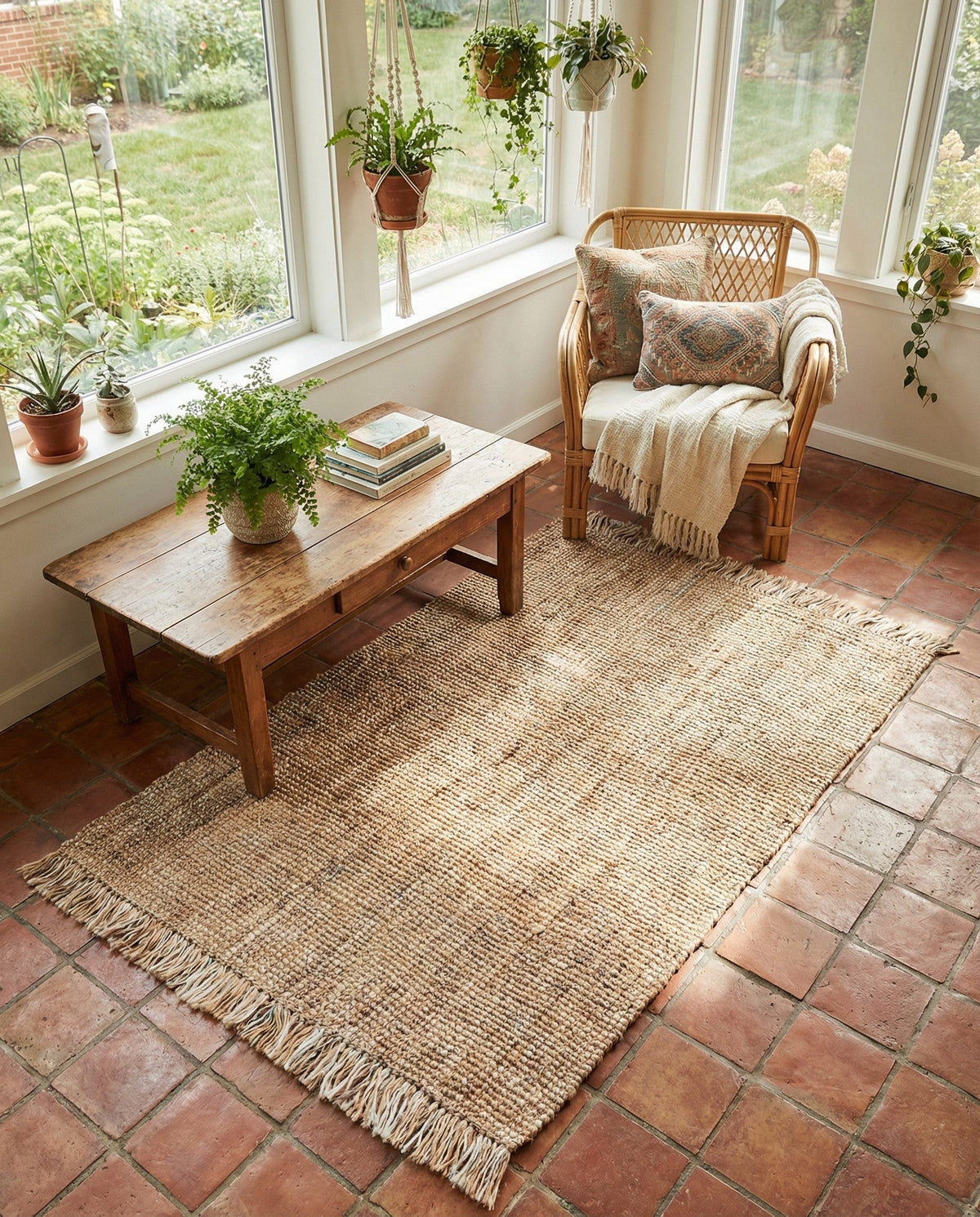 Savannah Jute Collection Area Rug - Tahoe Rectangle Natural  lifestyle 9