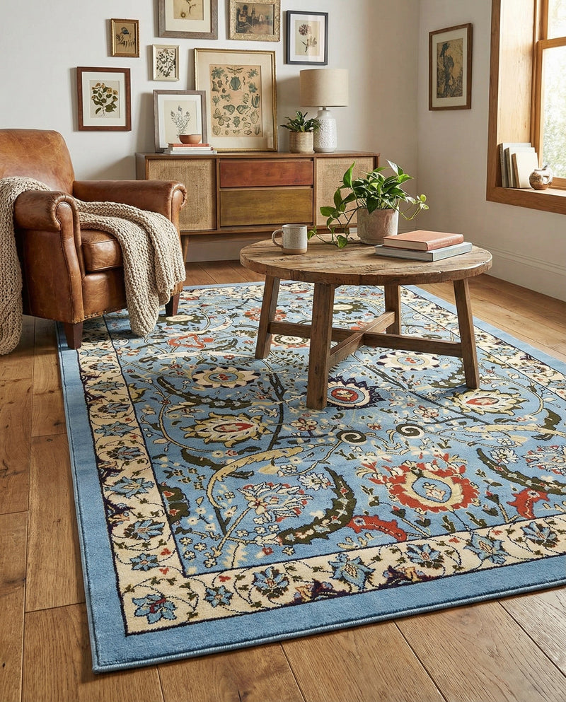 Tabriz Tapestry Collection Area Rug - Sahand (Blue) Rectangle Blue  lifestyle 8