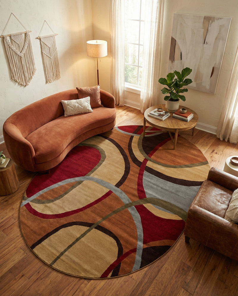 Bistro Lounge Collection Area Rug -  Macchiato Oval Multi  lifestyle 61