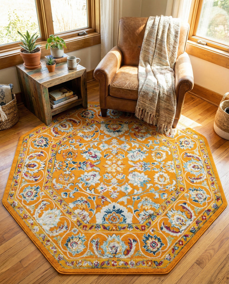Adriana Terrace Collection Area Rug -  Positano (Orange) Octagon Orange  lifestyle 45