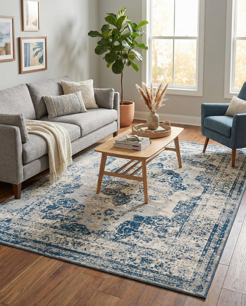Riviera Elegance Collection Area Rug -  Menton (Blue) Rectangle Blue  lifestyle 26