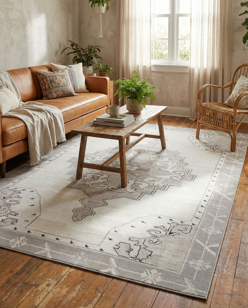 Heritage Elegance Collection Area Rug -  Winterthur (white Gray) Rectangle white Gray  lifestyle 11