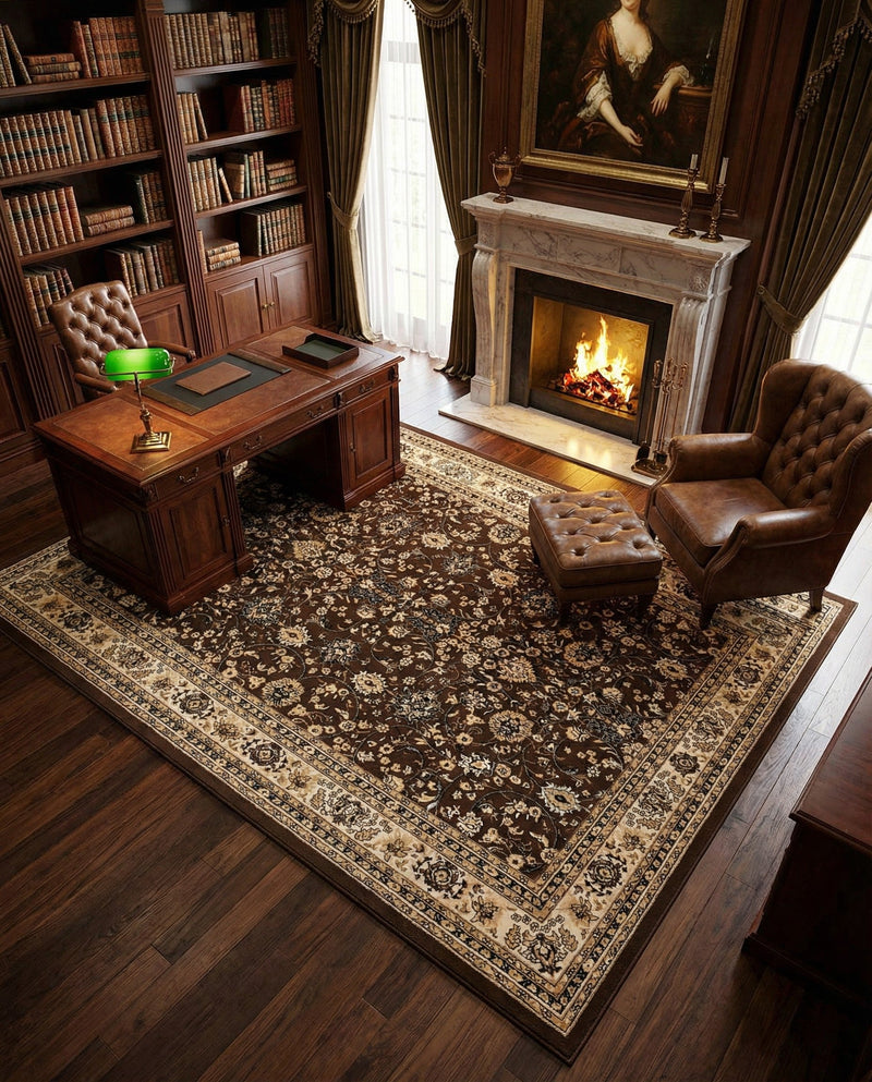Isfahan Elegance Collection Area Rug - Naghsh-e Jahan (Brown) Rectangle Brown  lifestyle 17