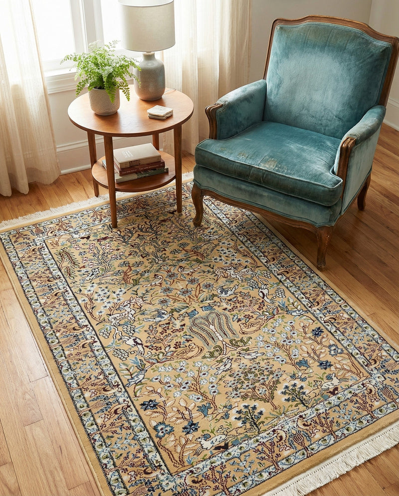 Persian Elegance Collection Area Rug -  Kerman (Beige) Rectangle Beige  lifestyle 7