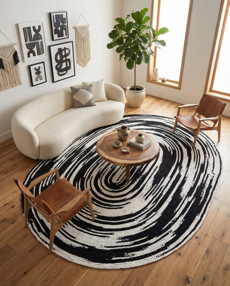 Woven Udaipur Collection Area Rug - Jaipur Oval Black and White  lifestyle 51