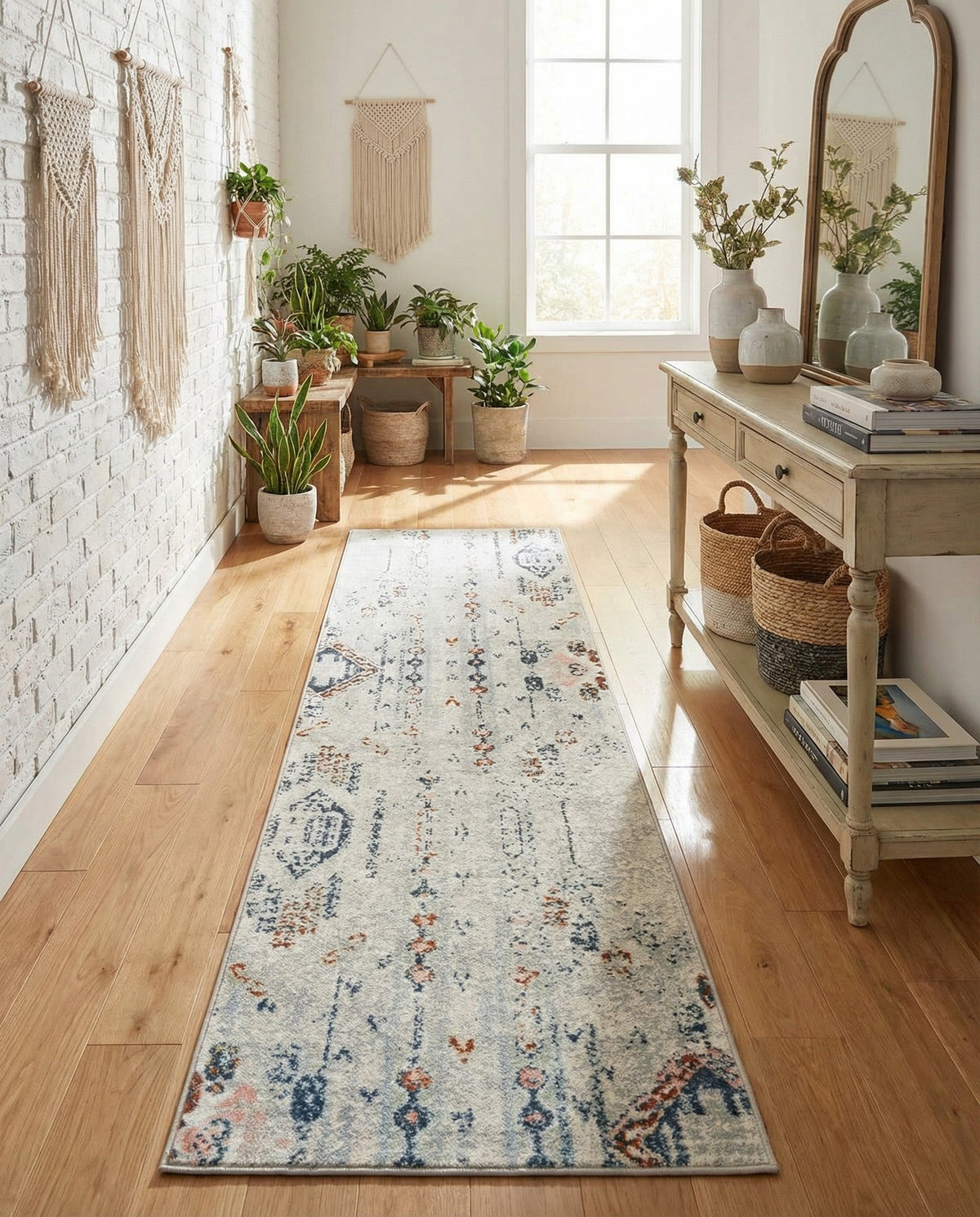 Aegean Elegance Washables Collection Area Rug -  Zakynthos Runner Ivory Gray  lifestyle 167