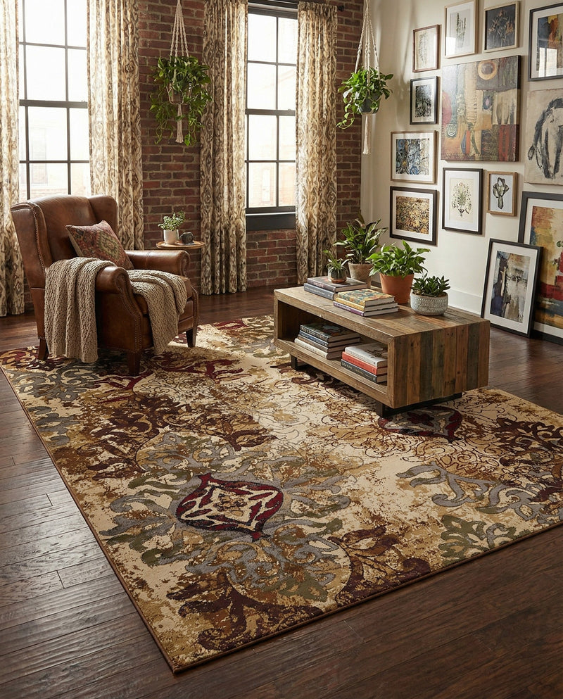 Bistro Lounge Collection Area Rug -  Piccolo Rectangle Beige  lifestyle 11