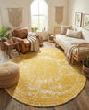 Dover Terrace Collection Area Rug -  Lagoon (Yellow) Round Yellow  lifestyle 34