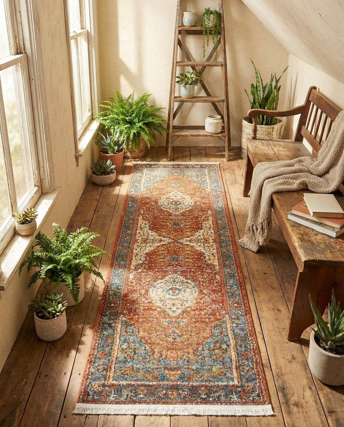 Caribbean Breeze Collection Area Rug -  Vieques Runner Rust Red  lifestyle 177