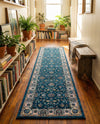 Casablanca Tapestry Collection Area Rug -  Marrakech (Egyptian Blue) Runner Egyptian Blue  lifestyle 50