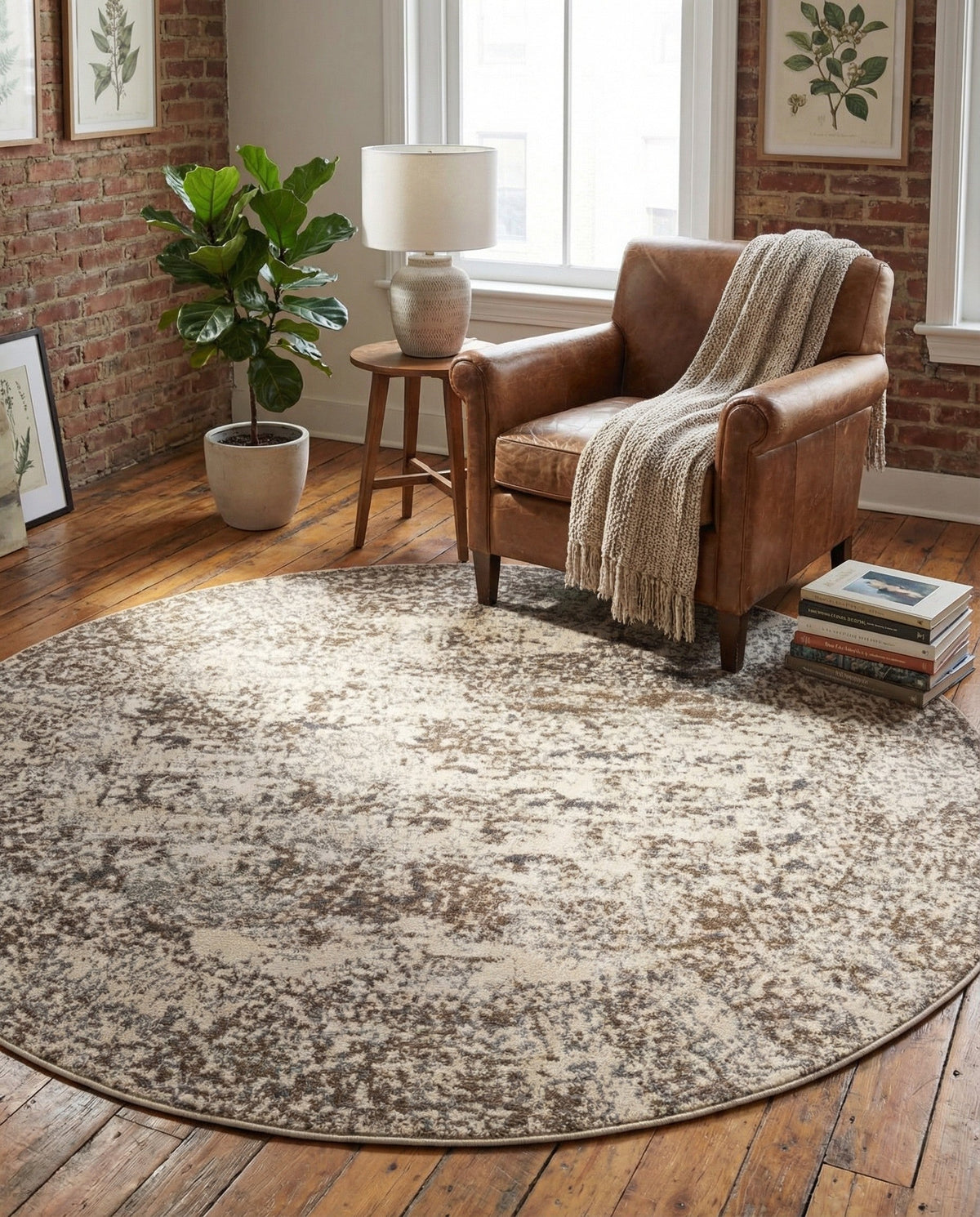Gobi Sands Collection Area Rug -  Badain Round Cream  lifestyle 85