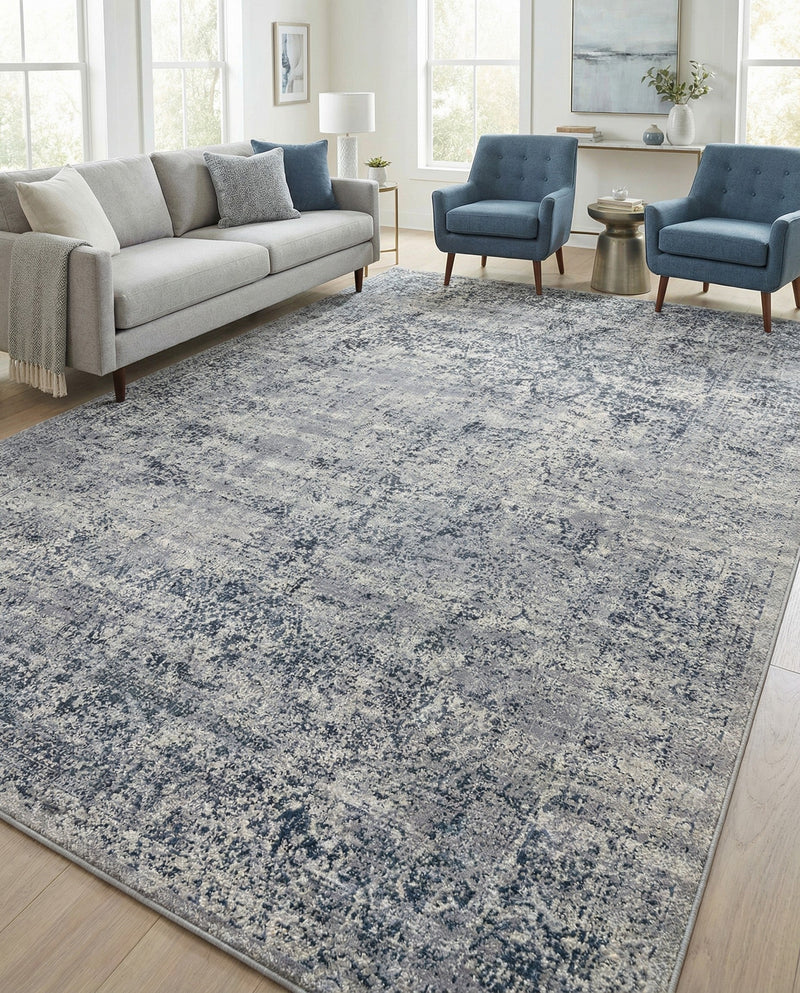 Coastal Manor Collection Area Rug -  Marina Rectangle Blue Gray  lifestyle 24