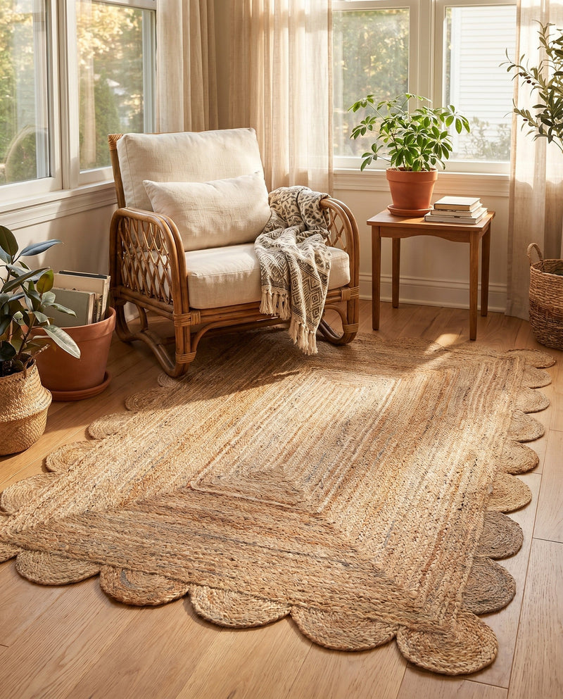 Serenity Braided Jute Collection Area Rug - Seaside Rectangle Natural  lifestyle 39