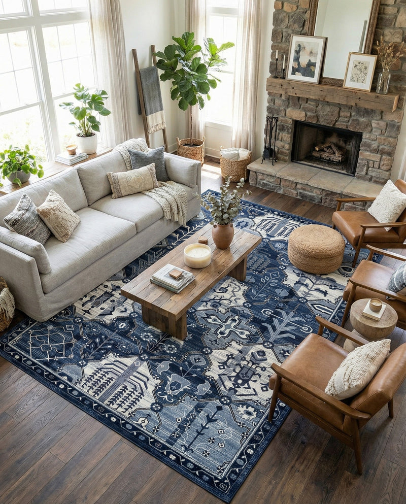 Horizon Collection Area Rug - Dawn Rectangle Blue  lifestyle 35