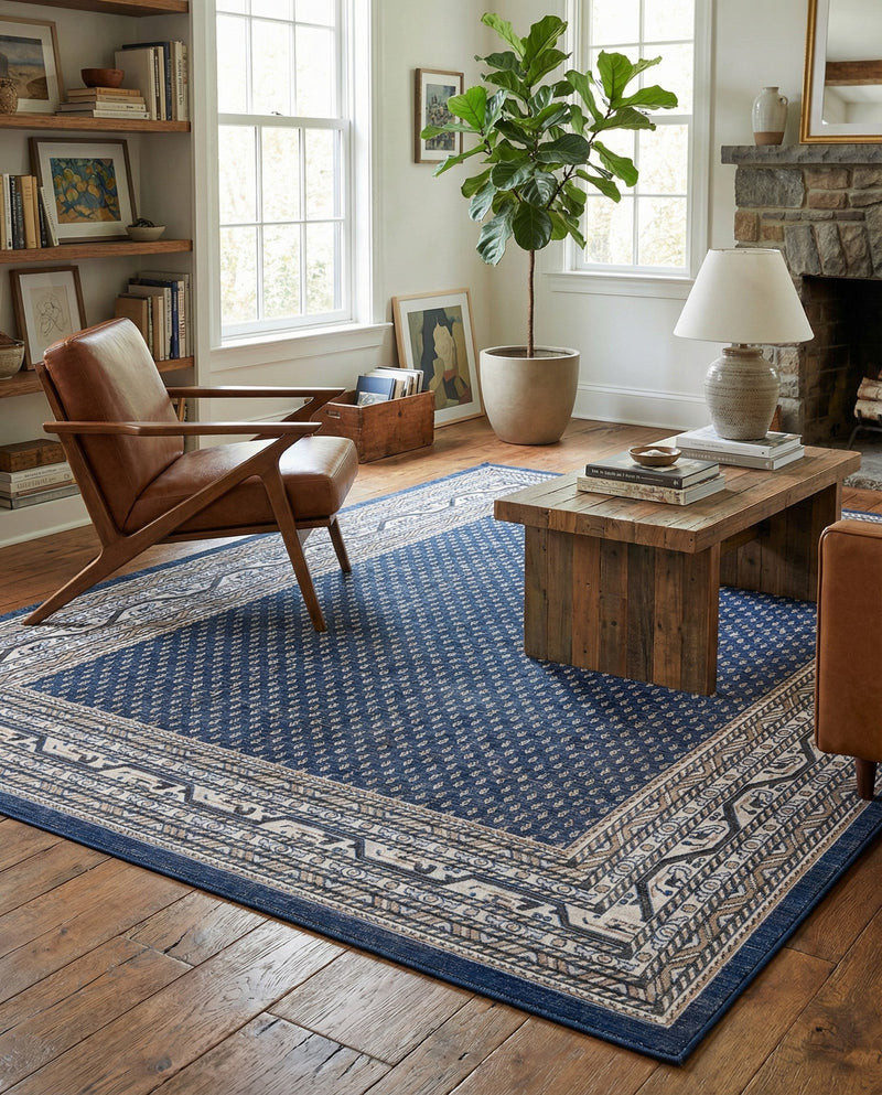 Soho Elegance Collection Area Rug -  Mercer (Blue) Rectangle Blue  lifestyle 13