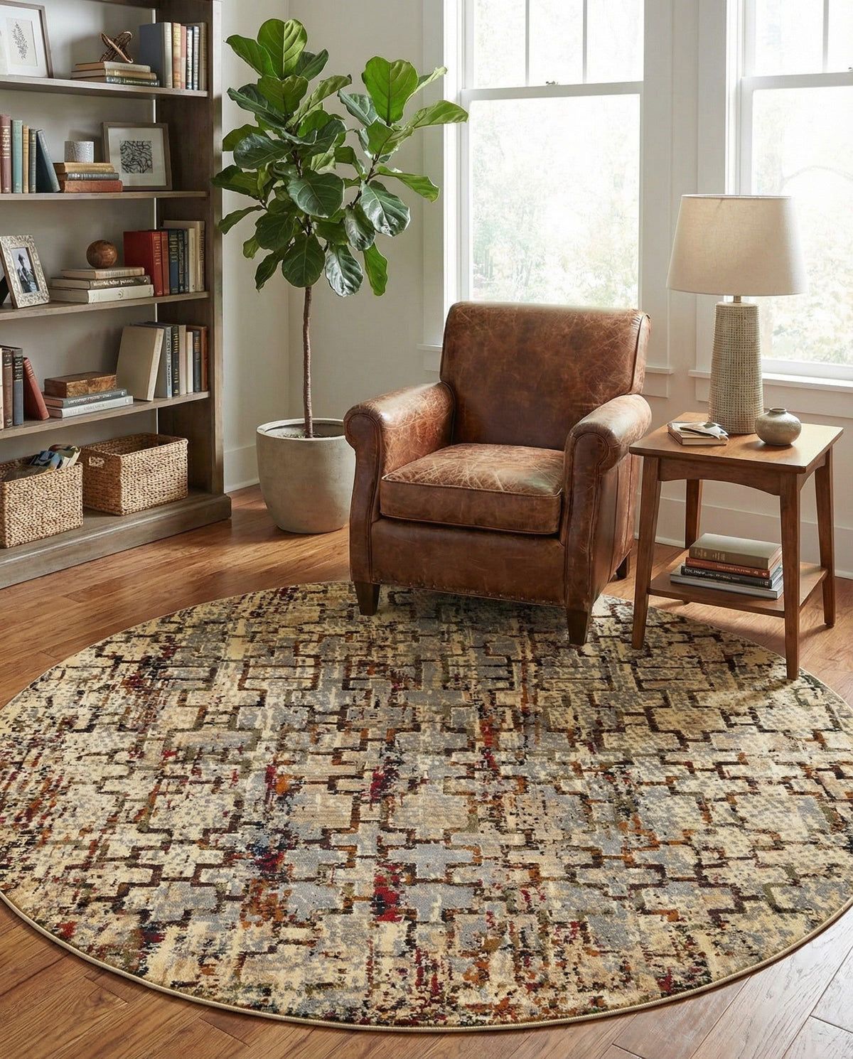Neptune Elegance Collection Area Rug -  Proteus Round Beige Cream  lifestyle 139