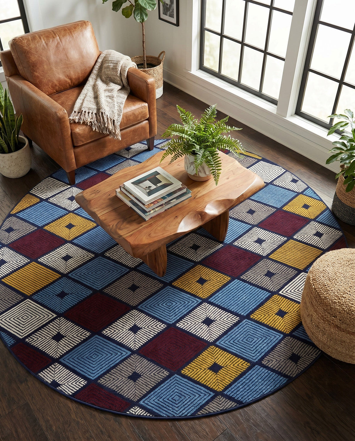 Coastal Haven Collection Area Rug -  Anchorage Round Multi  lifestyle 108