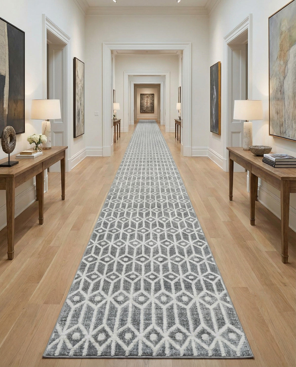 Garden Maze Retreat Collection Area Rug -  Mazeview Runner Gray  lifestyle 81