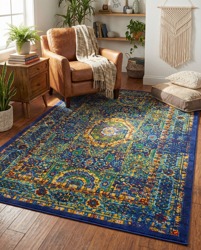 Caribbean Cove Collection Area Rug -  Grenada Rectangle Navy Blue  lifestyle 16