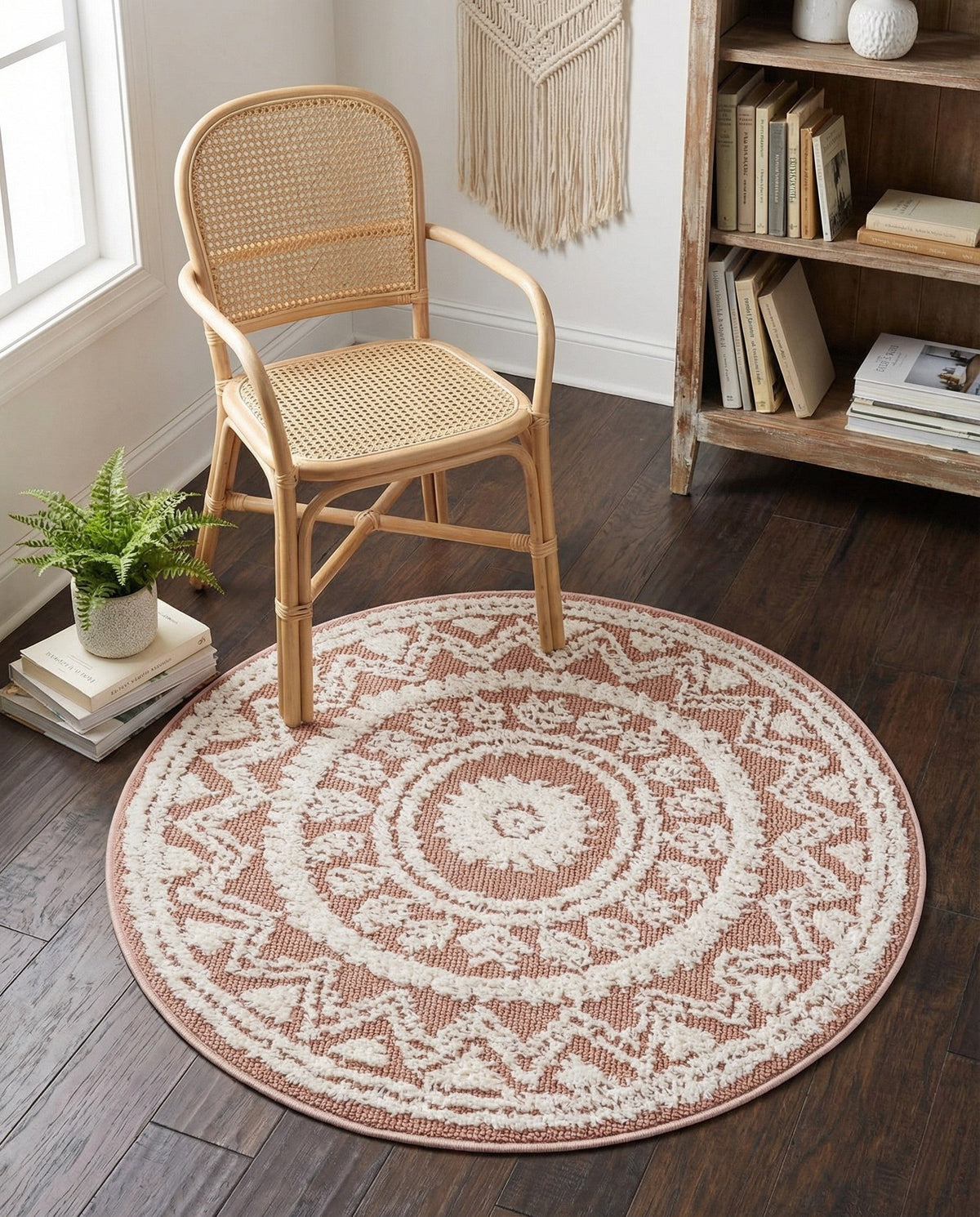 Sahara Chic Collection Area Rug -  Tangier Round Pink  lifestyle 195