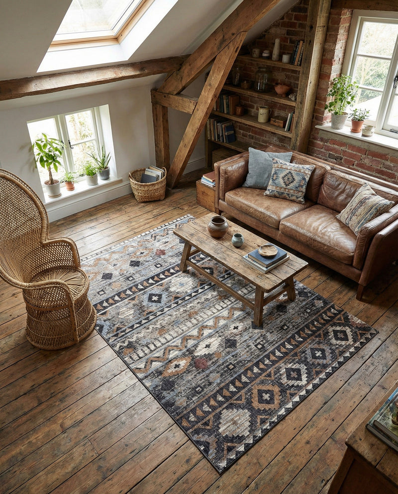 Desert Modern Eco Rug Series Collection Area Rug -  Sonora Rectangle Khaki Gray  lifestyle 15