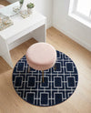 Hollywood Luxe Collection Area Rug -  Beverly (Navy Blue Silver) Round Navy Blue Silver  lifestyle 50