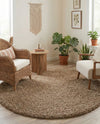Plush Oasis Collection Area Rug - Serenity (Sandy Brown) Round Sandy Brown  lifestyle 80