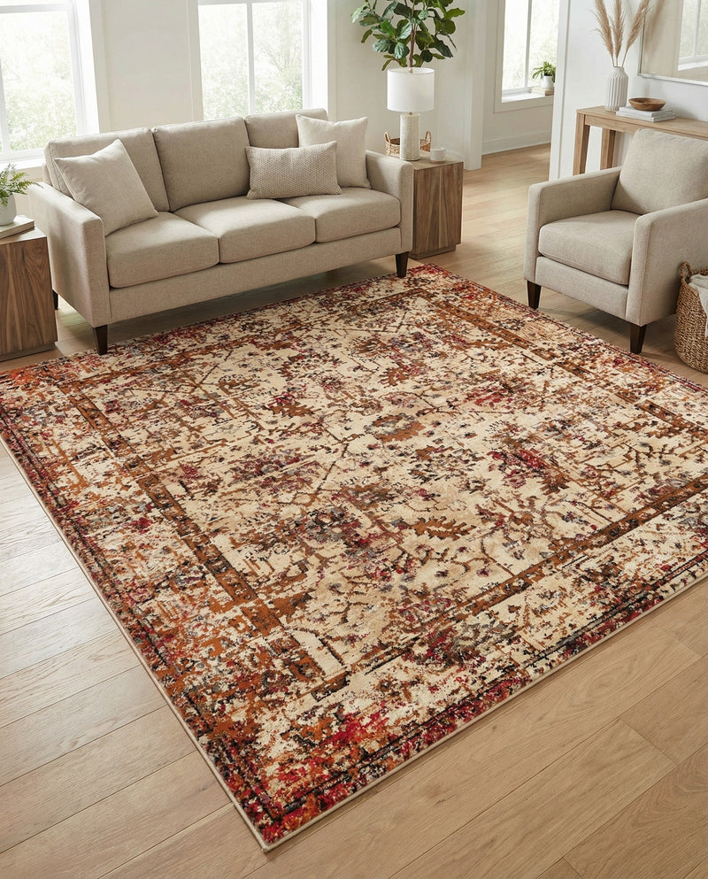 Neptune Elegance Collection Area Rug -  Galatea (Beige Cream) Square Beige Cream  lifestyle 32