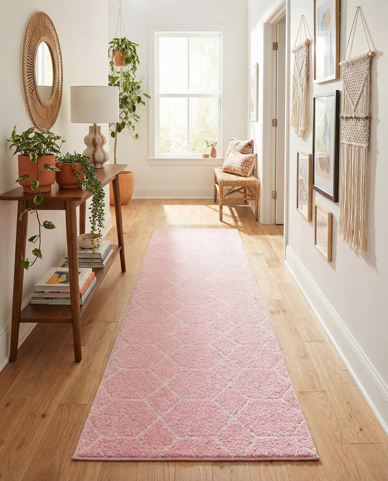 Trellis Mosaic Collection Area Rug - Arborville (Light Pink) Runner Light Pink  lifestyle 59
