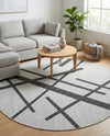 Urban Terrace Collection Area Rug -  Bowery Round Black and White  lifestyle 63