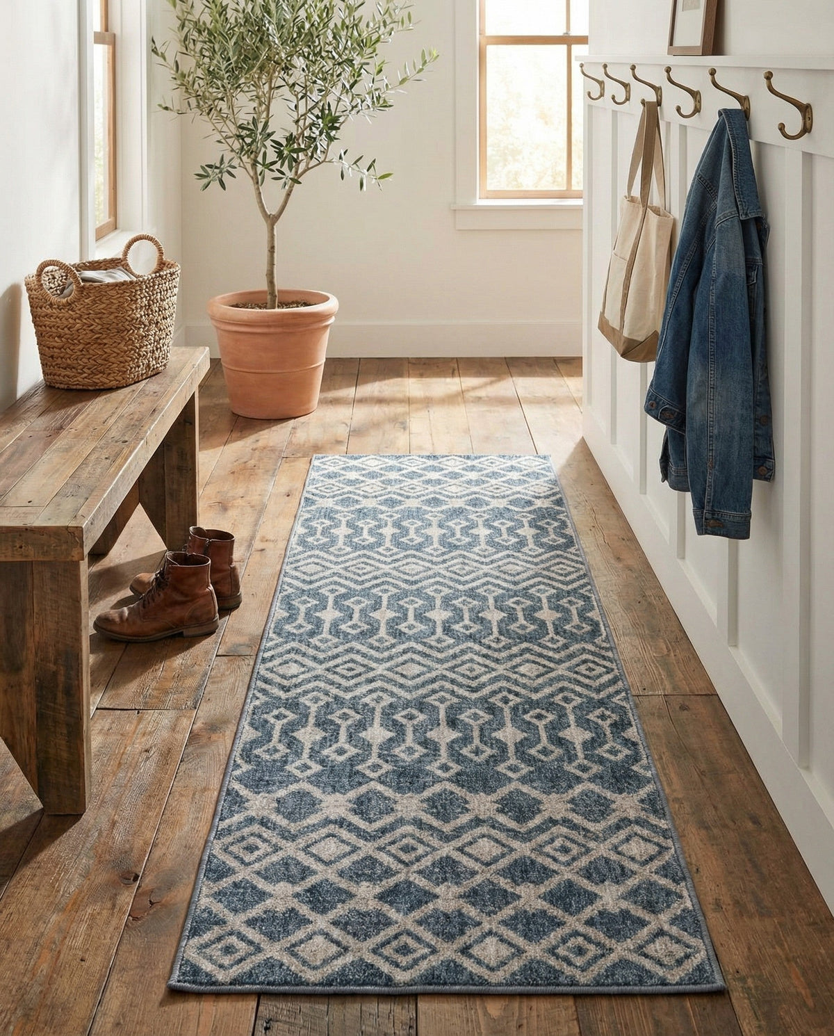 Geo Garden Lattice Collection Area Rug -  Andalusia Runner Harbor Blue  lifestyle 144