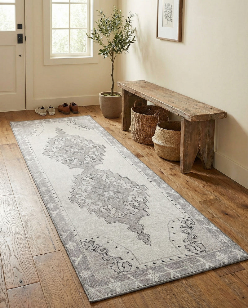 Heritage Elegance Collection Area Rug -  Winterthur (white Gray) Runner white Gray  lifestyle 52