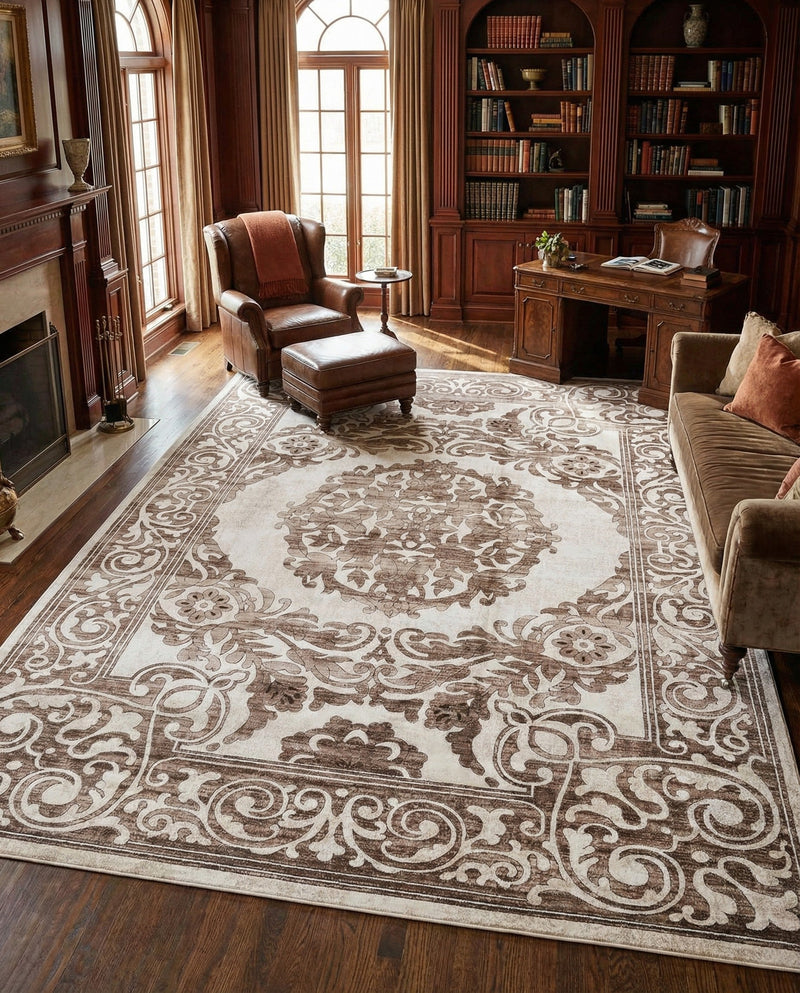 Sanctuary Retreat Collection Area Rug -  Enclave Rectangle Chocolate Brown  lifestyle 8