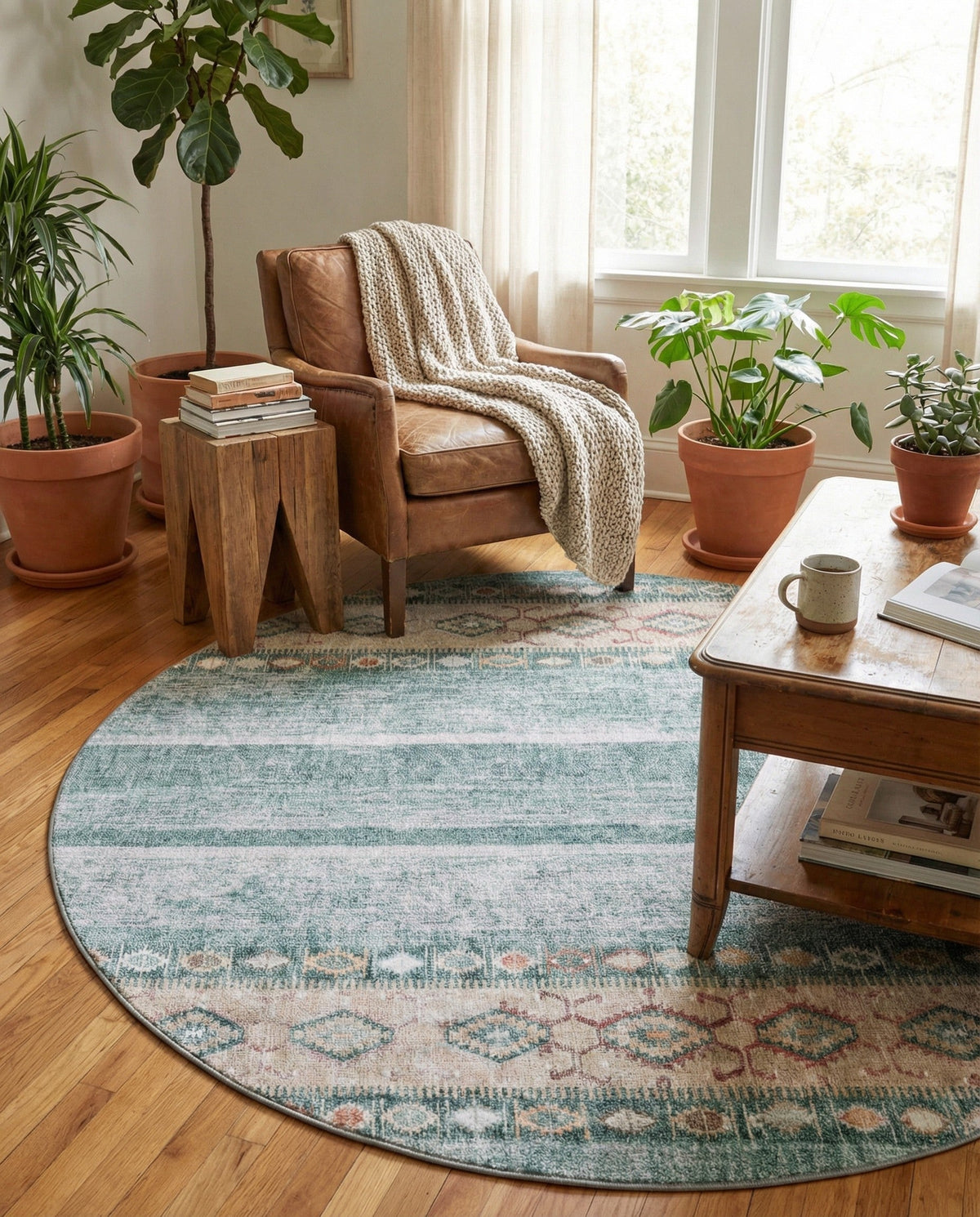 Heritage Elegance Collection Area Rug -  Edinburgh Round Green  lifestyle 126