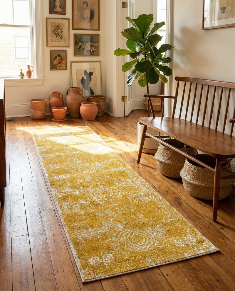 Dover Terrace Collection Area Rug -  Lagoon (Yellow) Runner Yellow  lifestyle 60