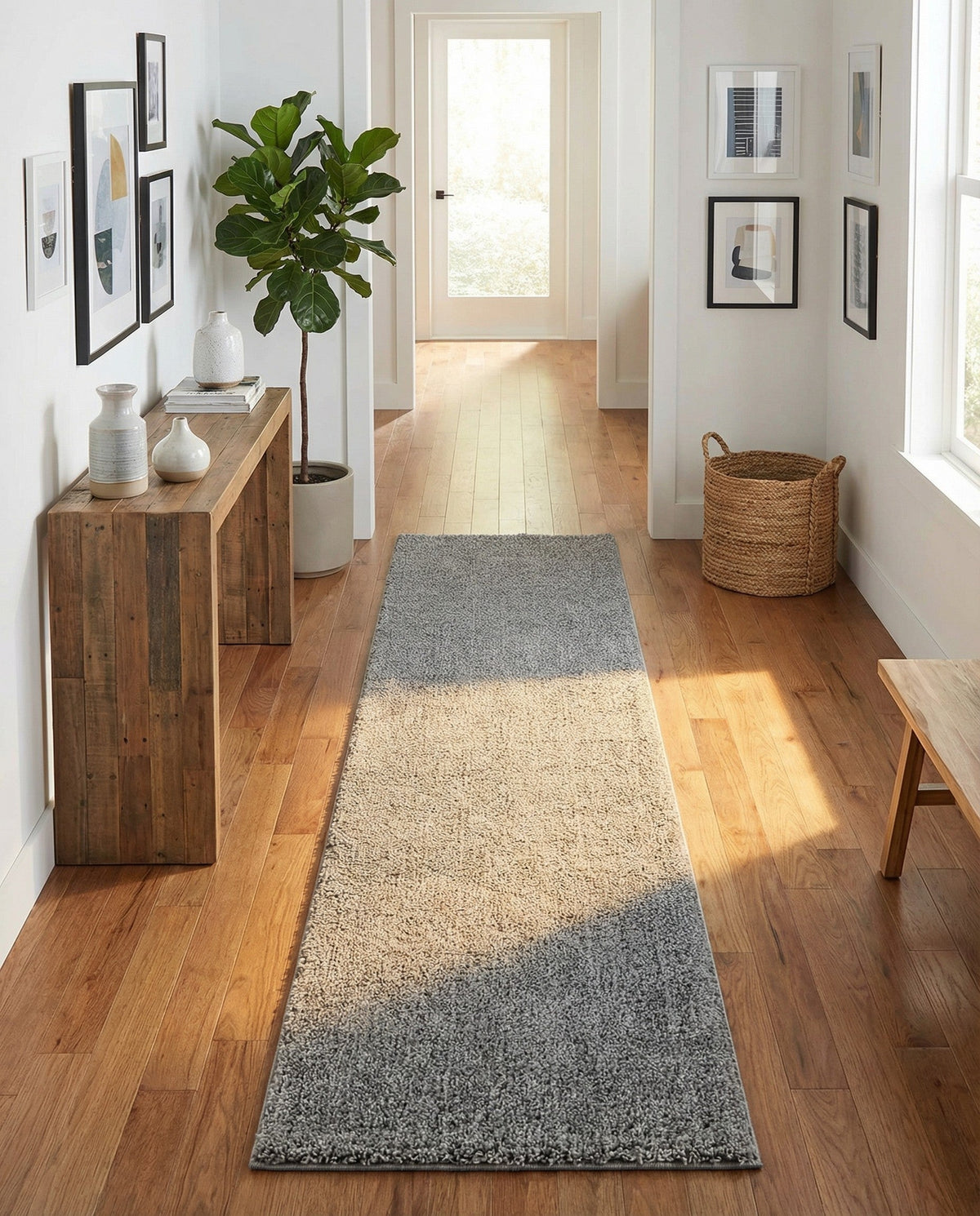 Solid Shag Seaside Collection Area Rug - Azure Cove (Gray) Runner Gray  lifestyle 101