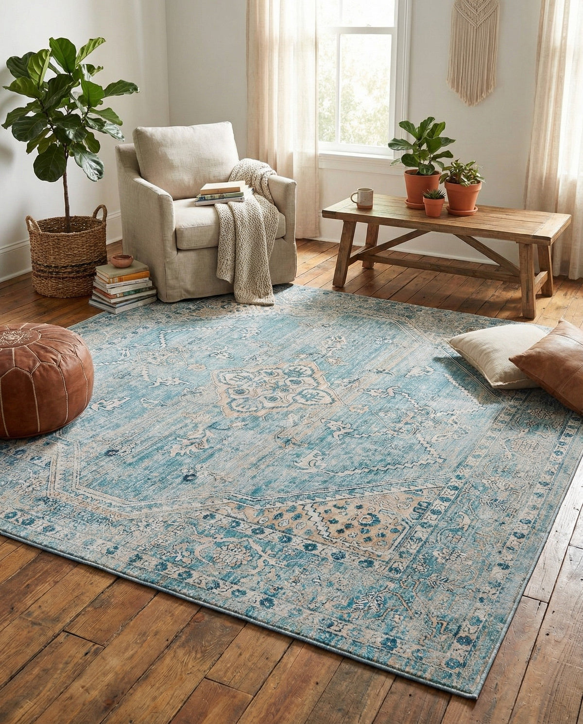 Coastal Haven Collection Area Rug -  Marina Square Blue  lifestyle 212