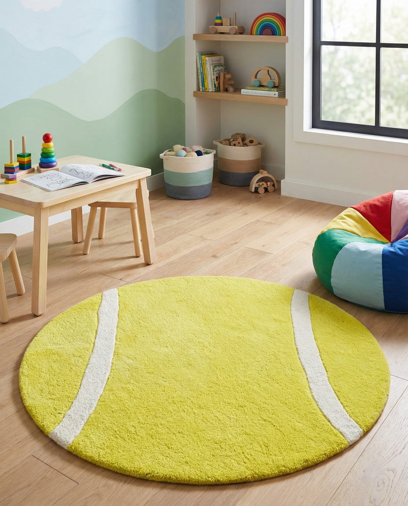 Whimsy Wonders Wool Collection Area Rug -  Tundra Round Yellow  lifestyle 8