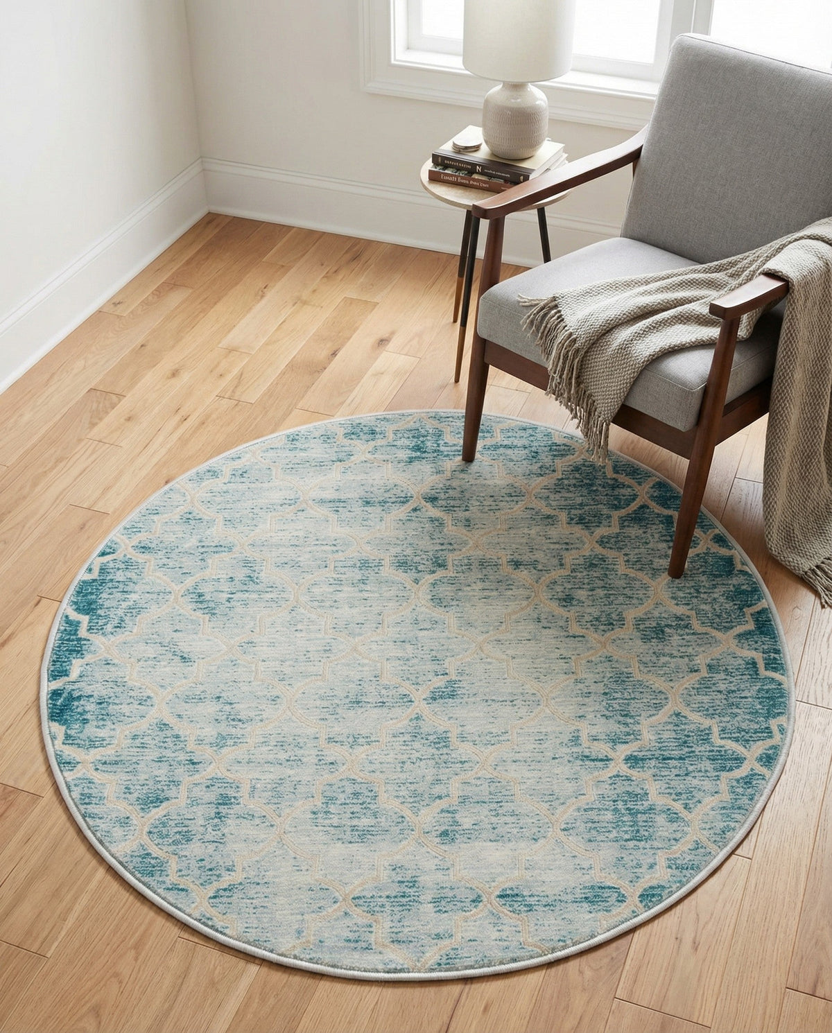 Metro Heights Collection Area Rug -  Midtown Round Teal  lifestyle 25