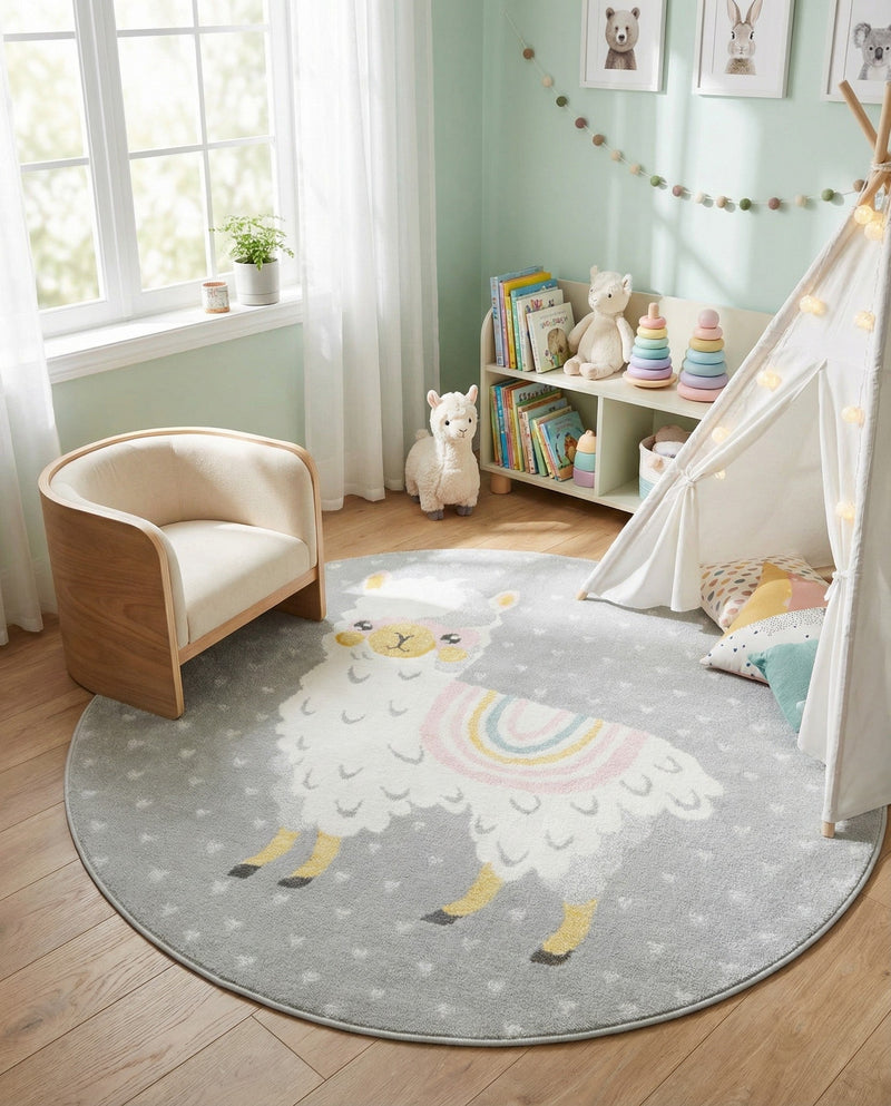 Wonder Tykes Collection Area Rug -  Marvel Round Gray  lifestyle 54