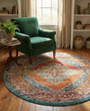 Savannah Soiree Collection Area Rug - Serengeti (Rust Red) Round Rust Red  lifestyle 51