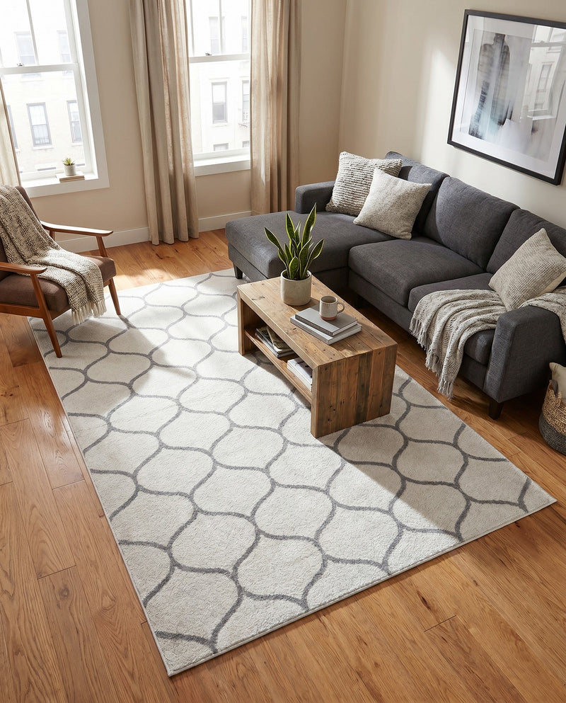 Trellis Mosaic Collection Area Rug -  Pergolatown (Ivory) Rectangle Ivory  lifestyle 19
