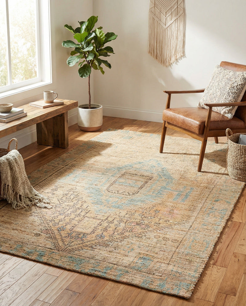 Savannah Threads Collection Area Rug -  Mojave Rectangle Khaki and Ivory  lifestyle 5