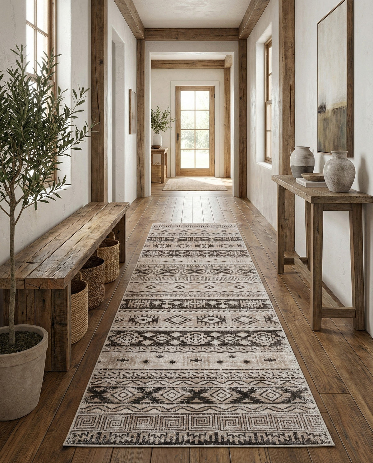 Geneva Terrace Collection Area Rug - Montreux Runner Beige  lifestyle 98